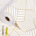 Gold Geometric Shelf Liner for Cabinets 23.6 x 236.2 in - Non-Slip