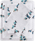 100% Cotton Flannel Sheet Set Queen - Cozy Teal Dogs Print