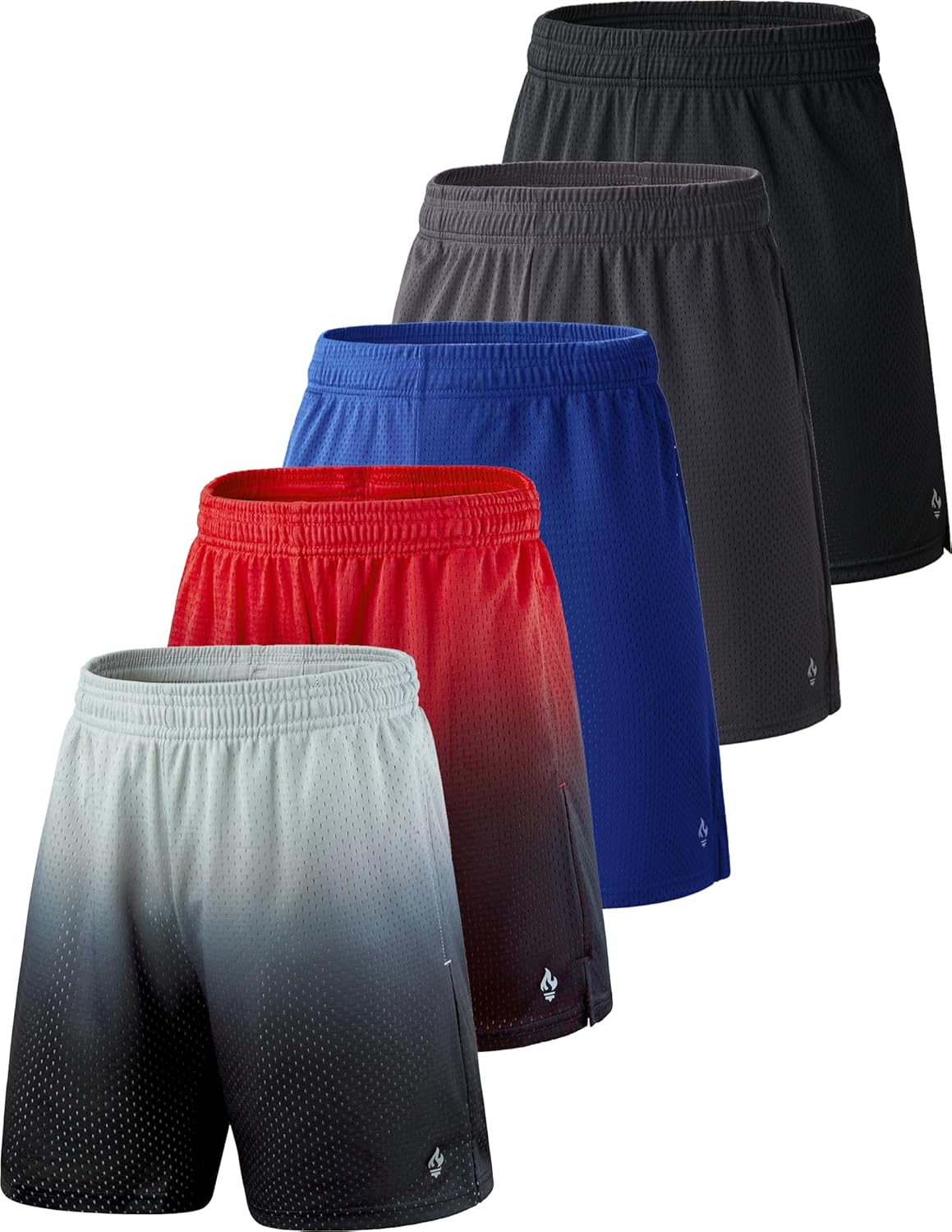 Boys Athletic Shorts 5 Pack for Basketball and Sports Activities