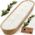 Christmas Tree Dough Bowl Soy Candle - 6 Wick Rustic Decor