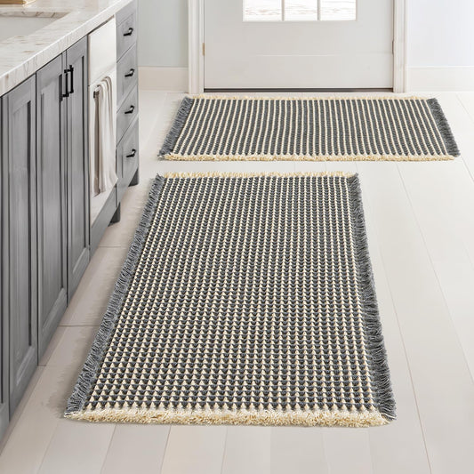 MIULEE Set of 2 Waffle Bathroom Rugs for Cozy Bath Experience