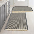 Waffle Bathroom Rugs Set of 2 - Super Absorbent Boho Bath Mats 24x36