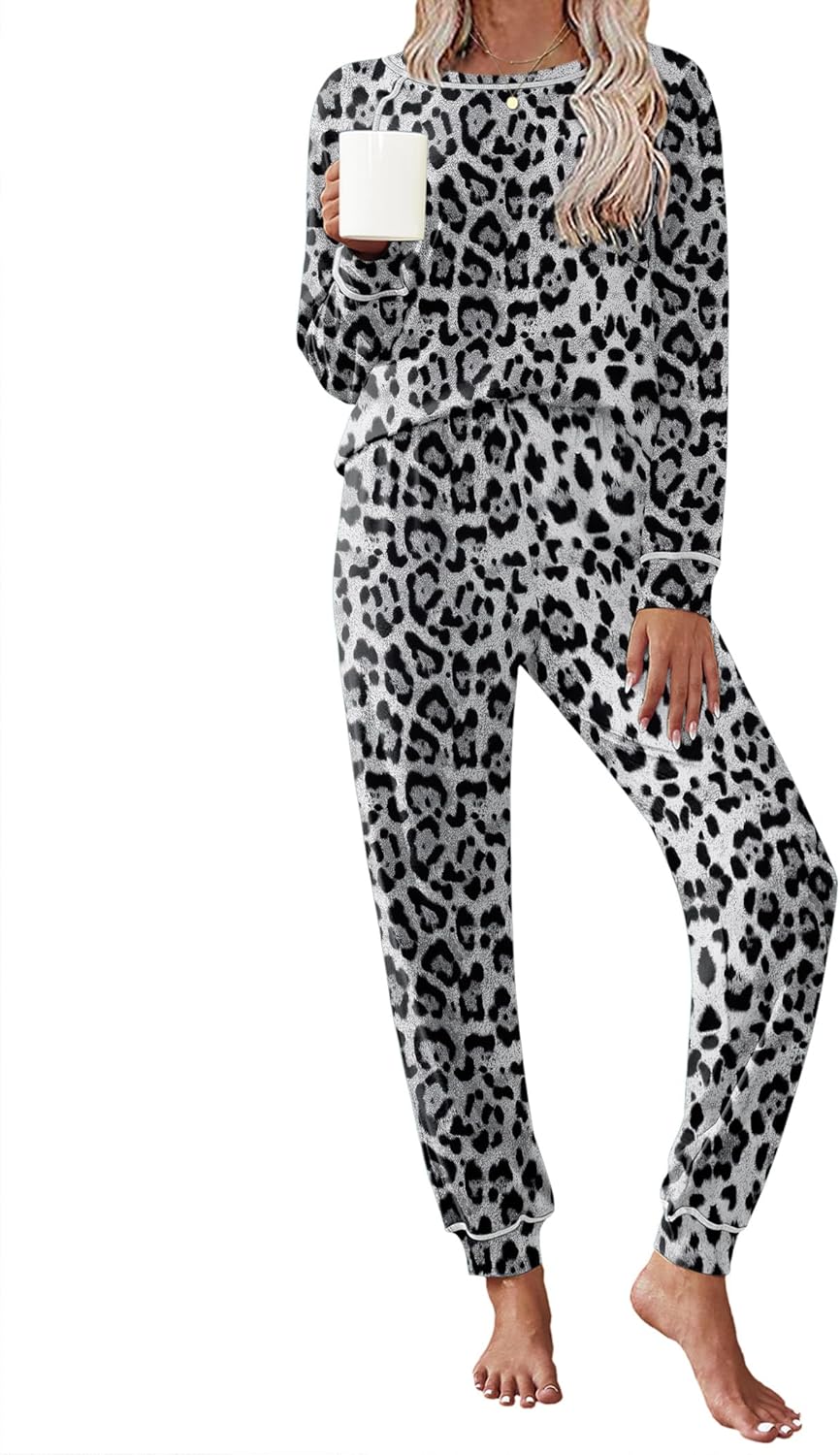 Ekouaer Pajamas Set for Women Soft Comfy Pjs Long Sleeve Sleepwear