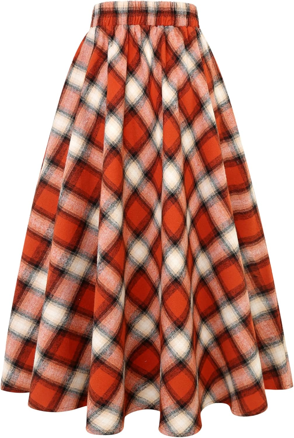 IDEALSANXUN Womens Plaid Skirt A-line Midi Pleated Style