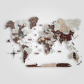 3D Wooden World Map Wall Art Medium Cappuccino - Travel Decor