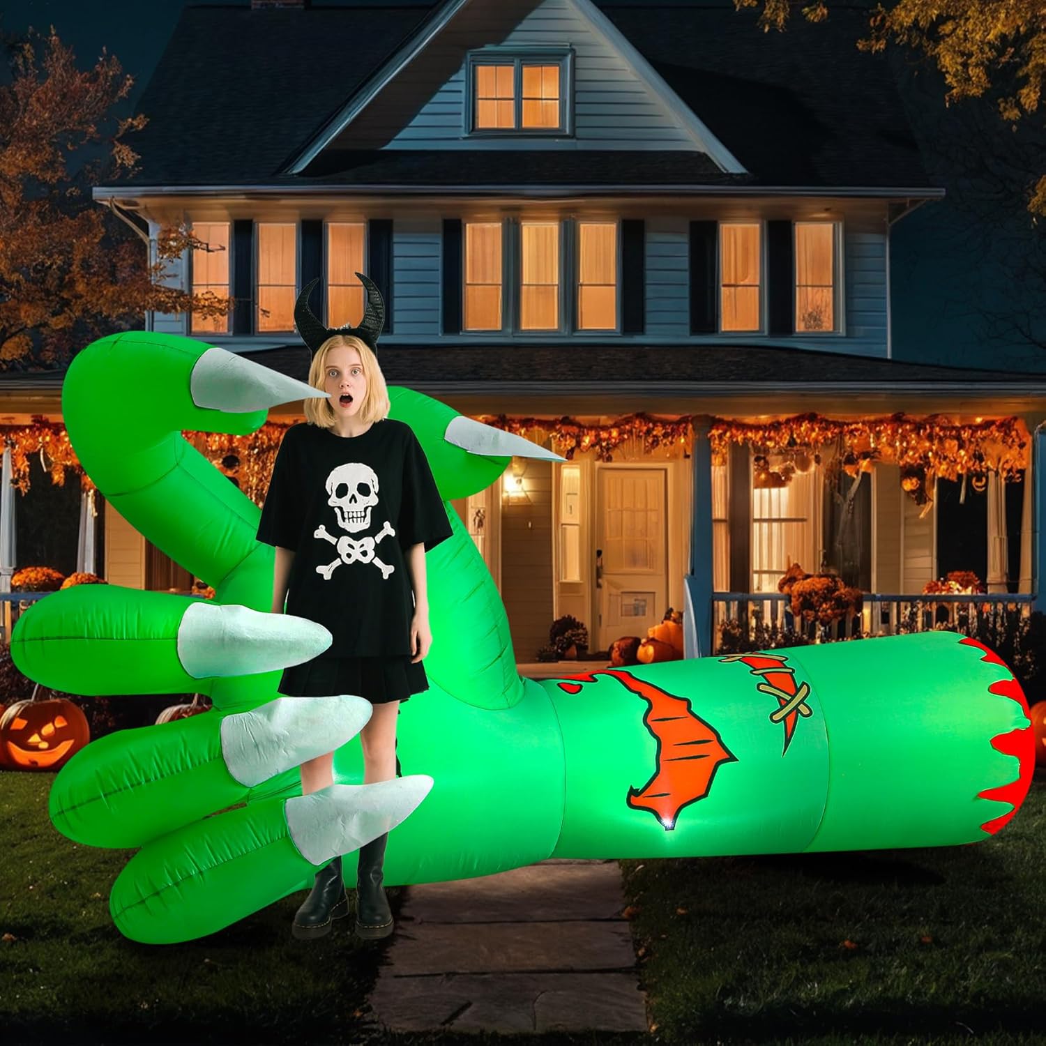 10 Ft Halloween Inflatable Decoration with Scary Monster Arm