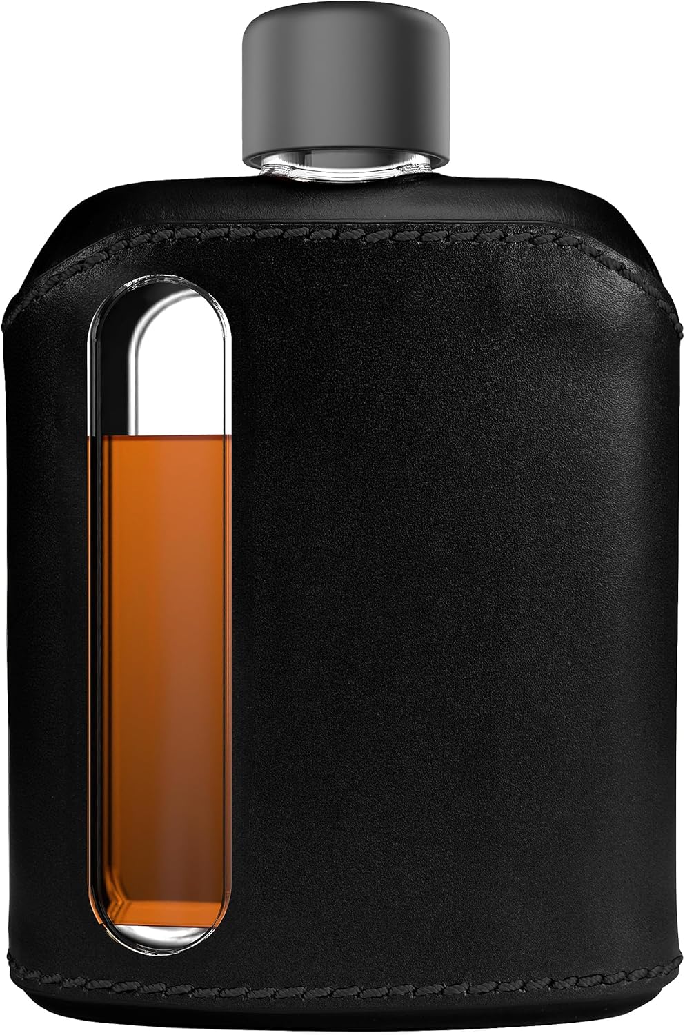 Ragproper Modern Glass Hip Flask - Elegant Leather Covered Flask