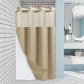 Beige Stall No Hook Shower Curtain with Snap in Liner - Thick Waffle
