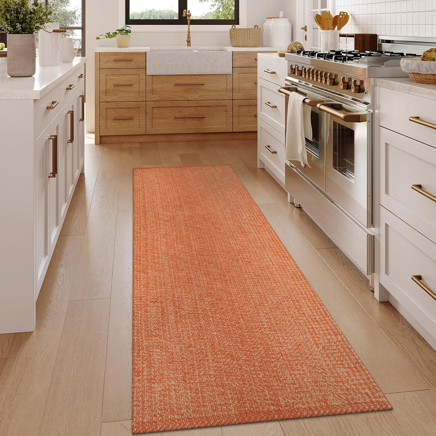 LEEVAN Washable Terra Woven Hallway Runner for Modern Spaces