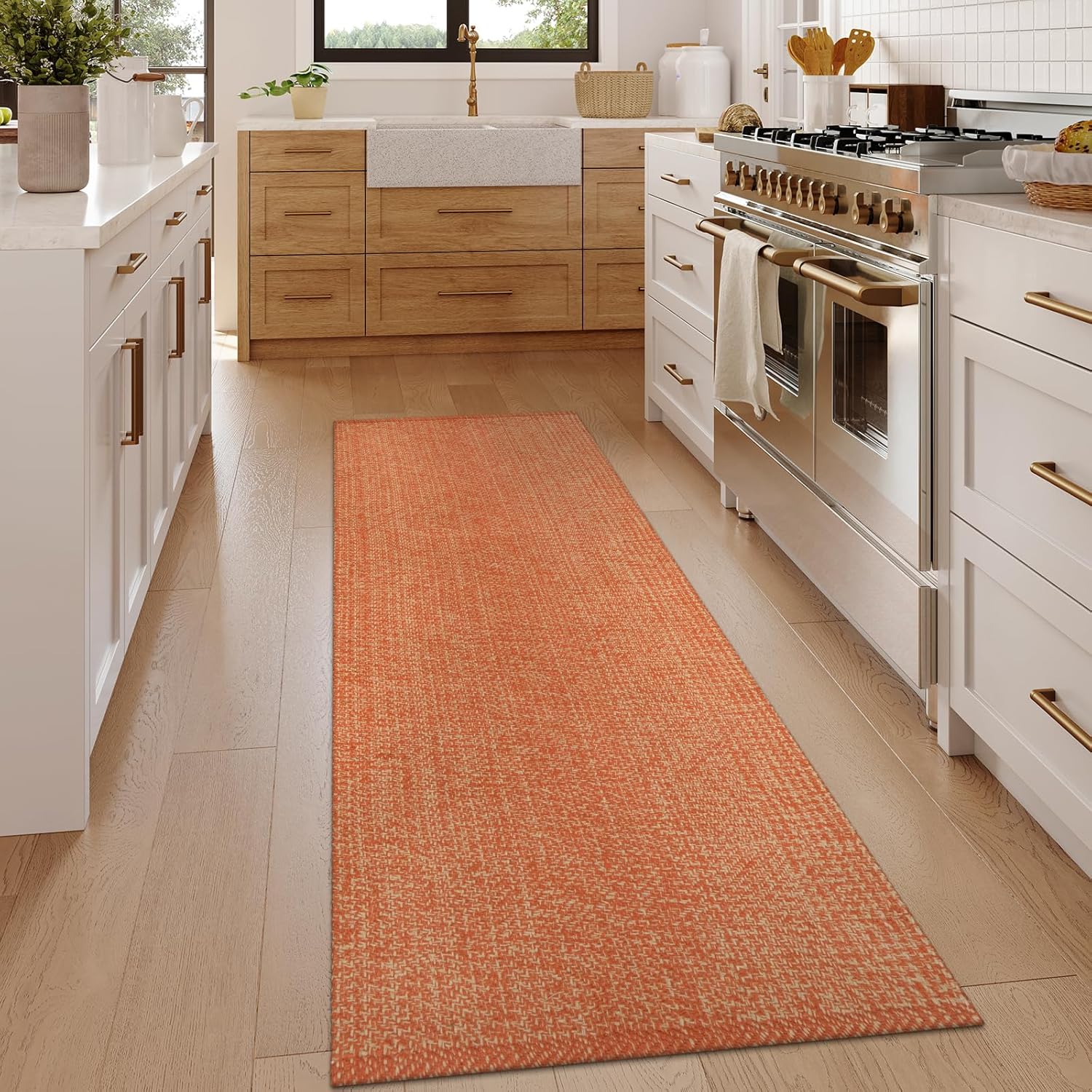 LEEVAN Washable Terra Woven Hallway Runner for Modern Spaces
