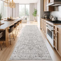 jinchan Kitchen Runner Rug 3x8 Taupe - Vintage Floral, Machine