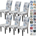 SPRINGRICO Chair Covers for Dining Room 6 Pack - Stretch Floral