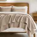 Cotton Coverlet Set King Size 3 Pieces - Lightweight Ribbed Matelasse