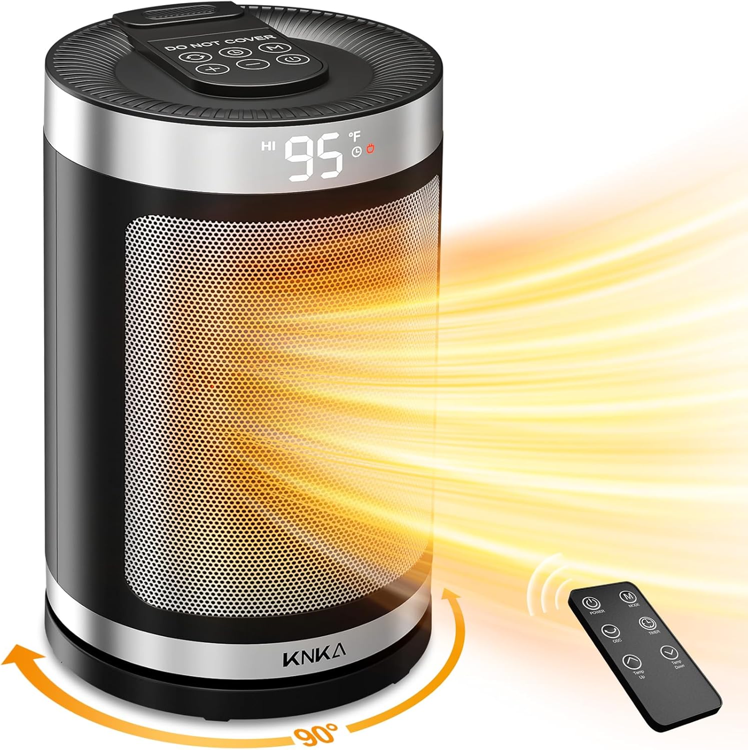 KNKA Ceramic Heater: Fast Safe Heating, 90 Oscillation, 4 Modes - ETL Certified