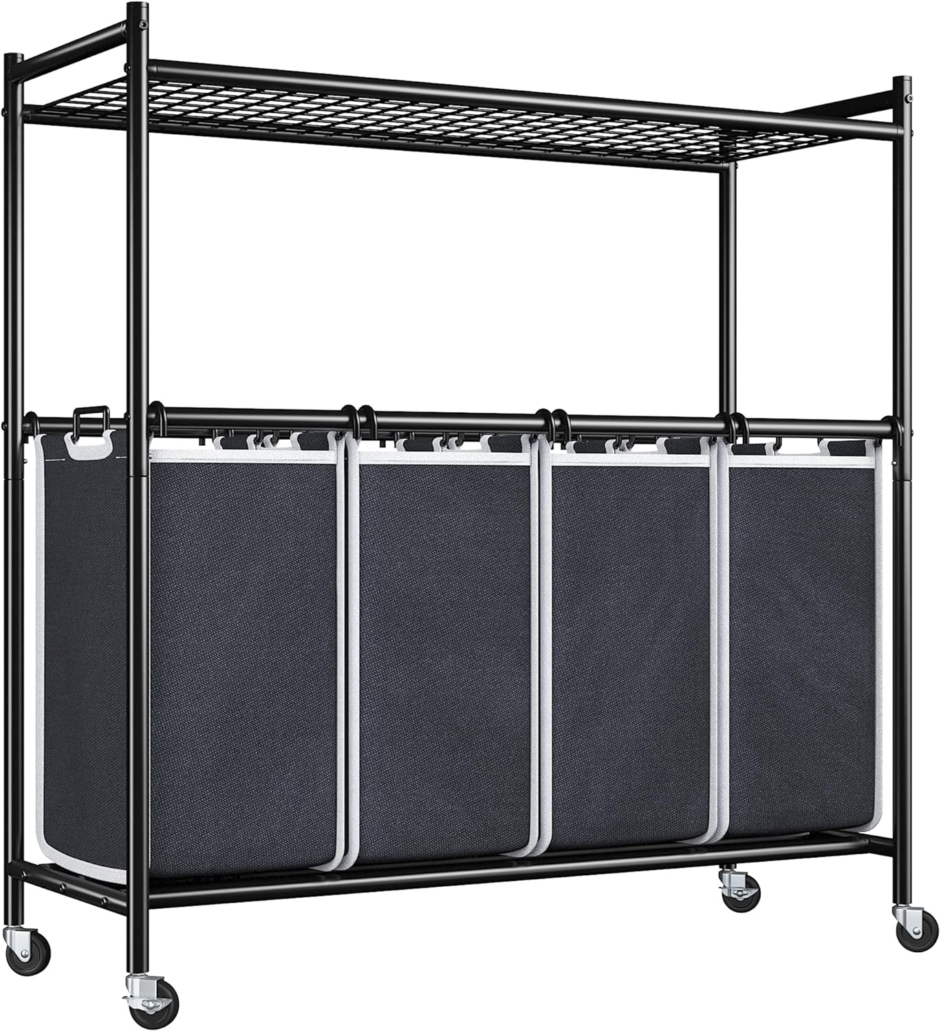 Raybee 180L Large Laundry Sorter with Wheels and Shelves