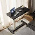 Solid Wood Overbed Bedside Table with Wheels, Tilt Top Adjustable Over