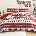Christmas Queen Comforter Set Reversible Rust Red - 3 Piece Winter
