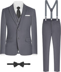 Boys' Formal Suit Set with Vest and Suspenders - Tailored Fit