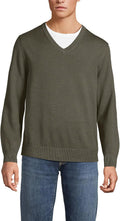 Lands' End Men's Fine Gauge Cotton V Neck Sweater - Smart Layering