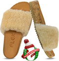 Shearling Slides for Women Platform Sandals with Arch Support