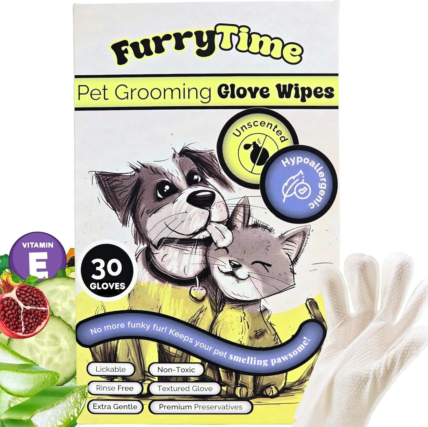 FURRYTIME Hypoallergenic Pet Cleaning Gloves