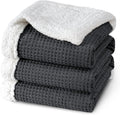 PHF Waffle Sherpa Blanket Queen Size 90x90 - Cozy Reversible Comfort
