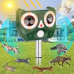 Solar Powered Ultrasonic Animal Repeller for Outdoor Use