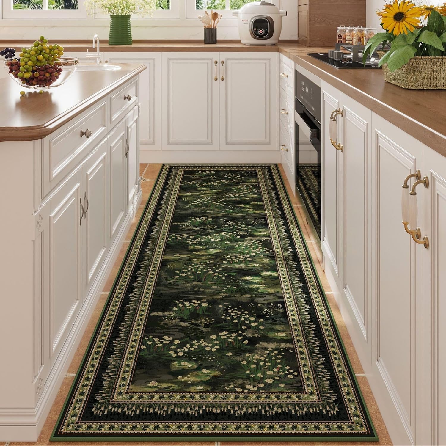 Impressionist-Style Vintage Kitchen Runner Rug for Every Room