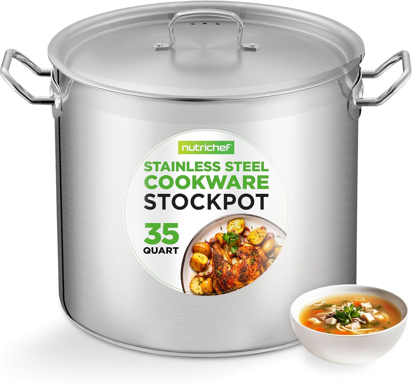 Nutrichef 35 Quart Stainless Steel Stockpot for Induction Cooking