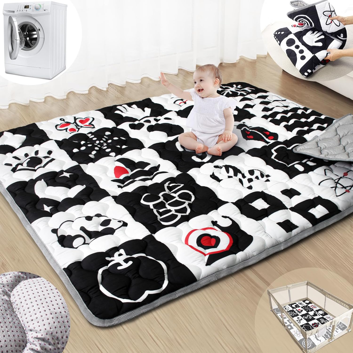 Baby Play Mats for Floor, 71x59 Upgraded Thickness & Softness