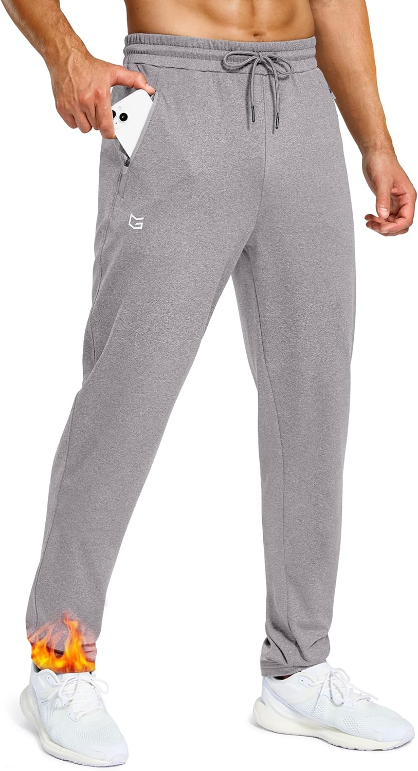 Men's Fleece Lined Winter Pants for Tall Men with Zipper Pockets