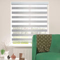 ShadesU Cordless Zebra Blinds 24in x 72in Grey - Dual Layer Light