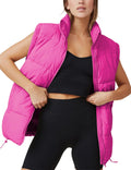 Athlisan Womens Zip Up Puffer Vest Stand Collar Sleeveless Padded down