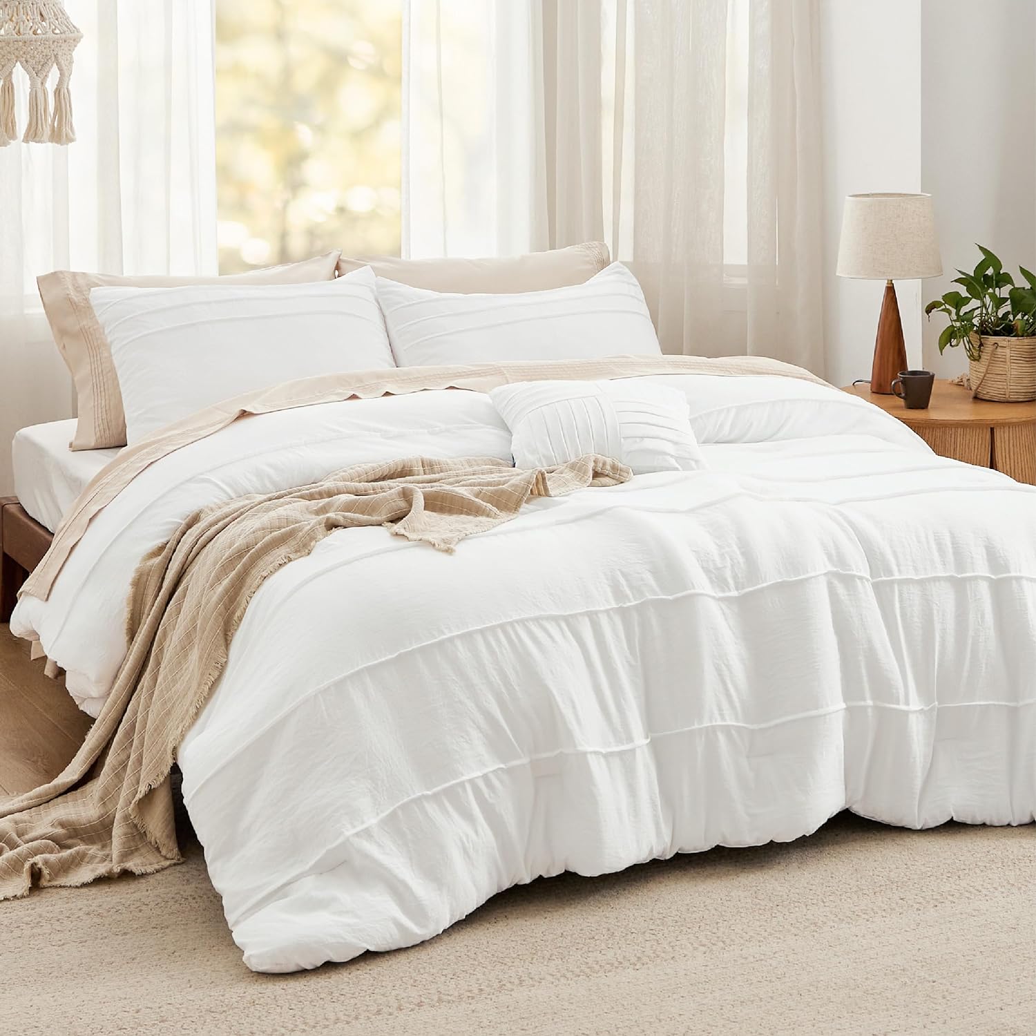 California King Comforter Set - Elegant Pinch Pleat Bedding