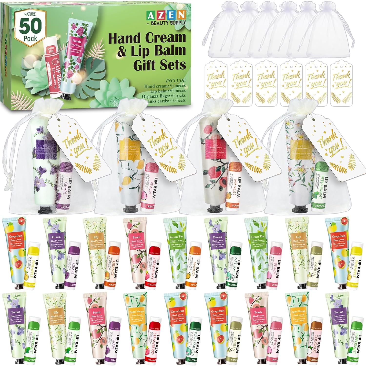 50 Sets Bulk Gifts Hand Cream and Lip Balm for Weddings