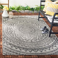 Courtyard Collection 6ft 7in x 9ft 6in Light Grey/Black Outdoor Rug