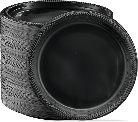 Light Weight 10 Inch Black Plastic Plates for Parties and Events