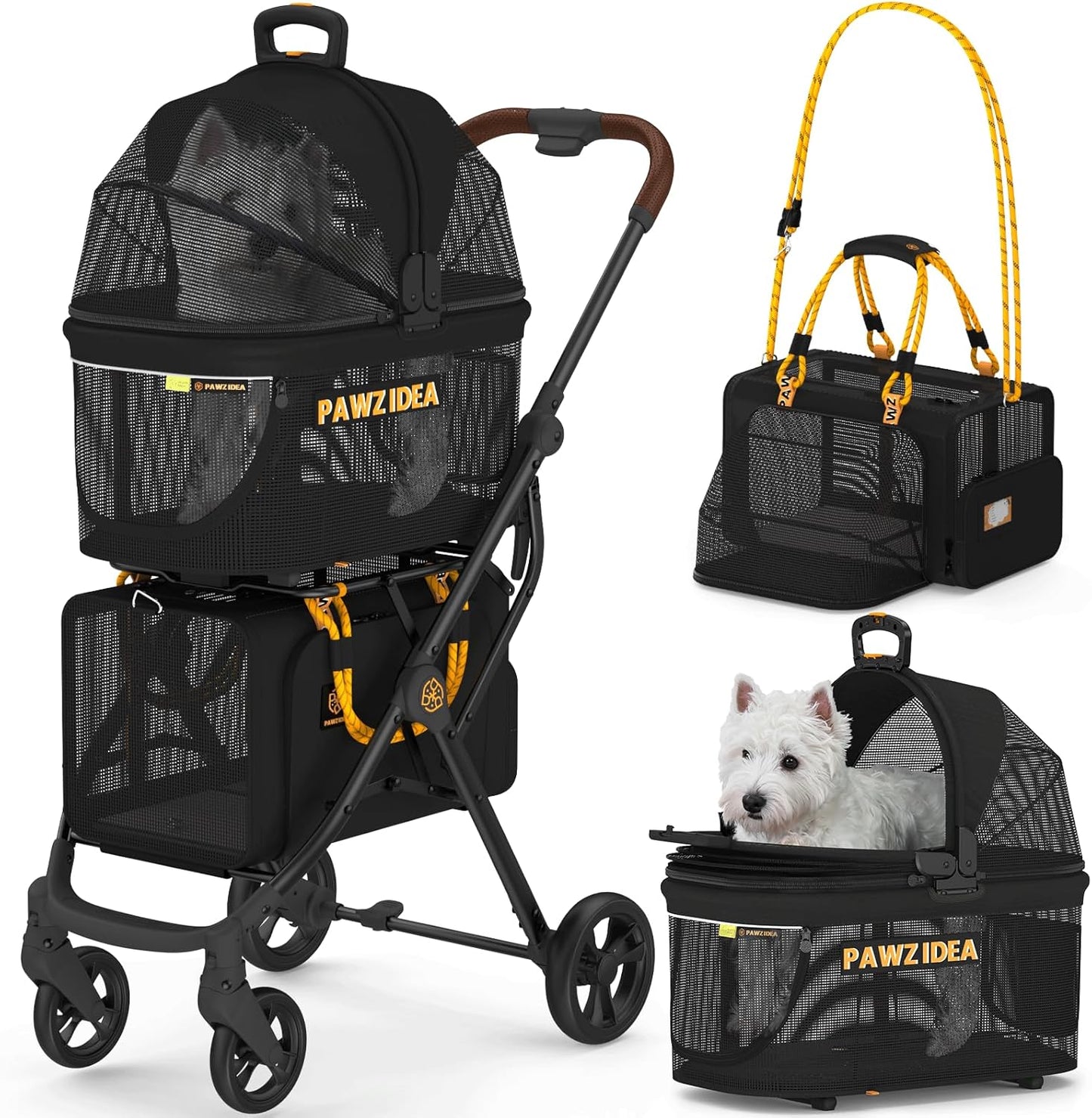 PAWZIDEA Double Pet Stroller for Cats and Small Dogs Travel
