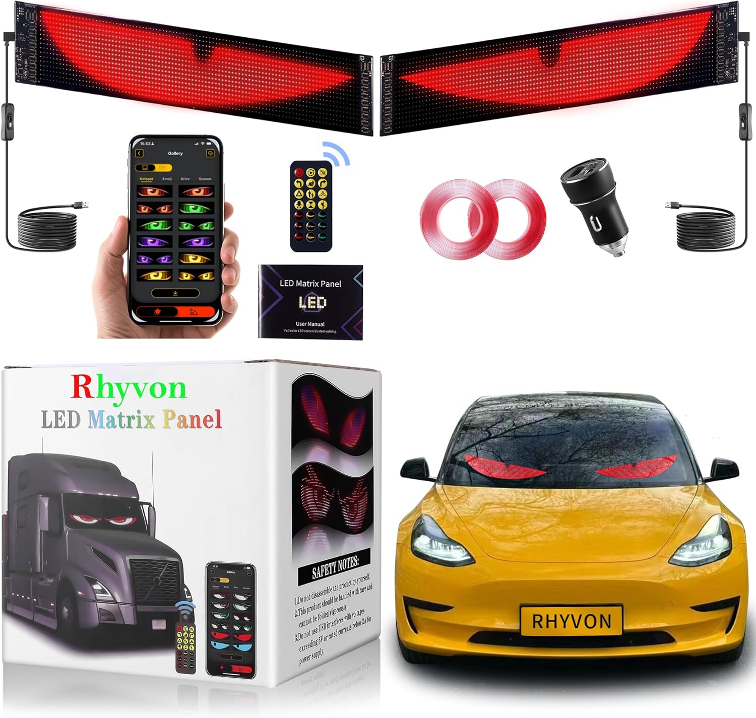 2PCS Devil Eyes Light for Cars - Programmable LED Sign