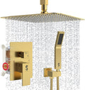 SR SUN RISE 12 in Ceiling Mounted Rain Mixer Shower System - Brushed