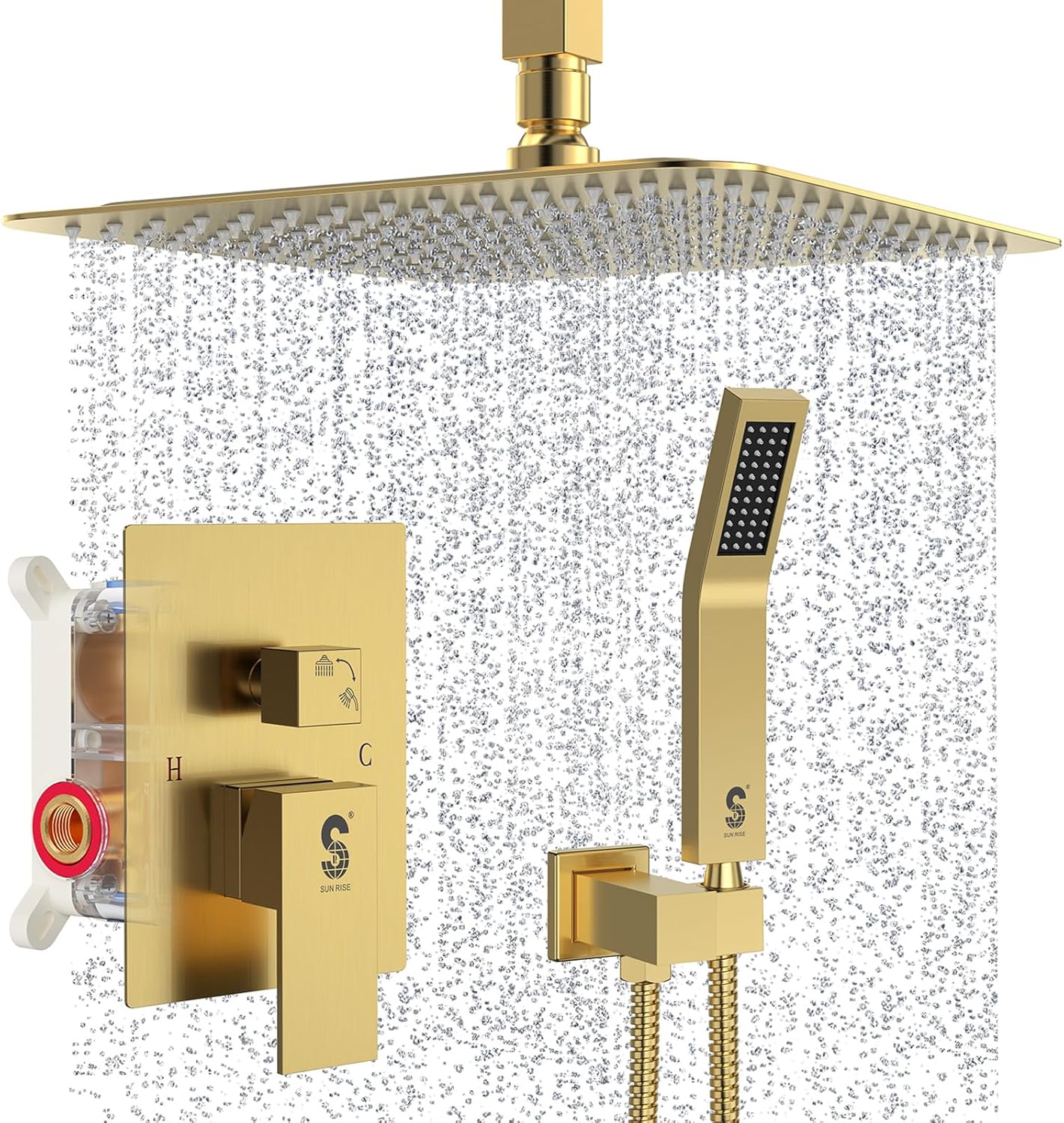 SR SUN RISE 12 Inch Ceiling Mounted Shower System for Luxury Bath