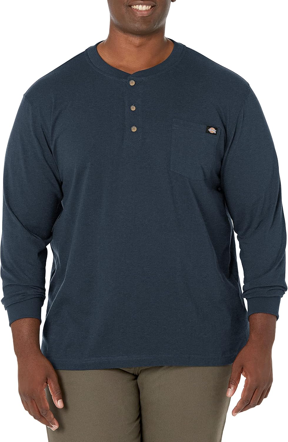 Dickies Men's Long Sleeve Heavyweight Henley for Comfort