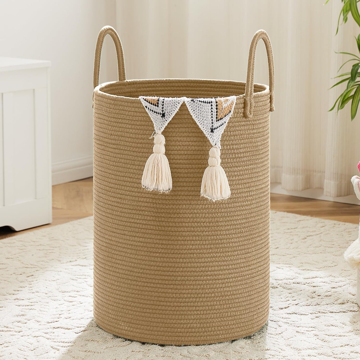 Woven Cotton Rope Laundry Hamper for Stylish Home Storage