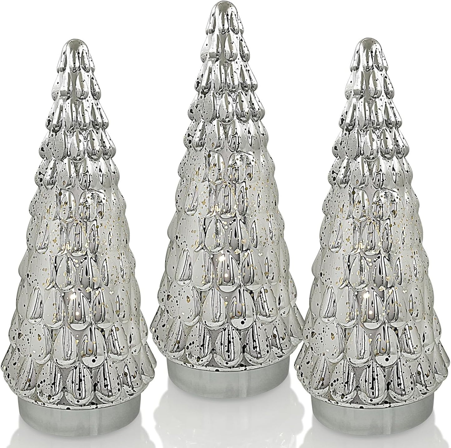 Silver Tabletop Christmas Tree Set of 3 for Festive Decor