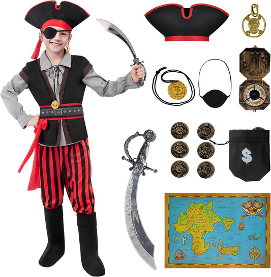 Boys Pirate Costume with Accessories for Halloween Fun