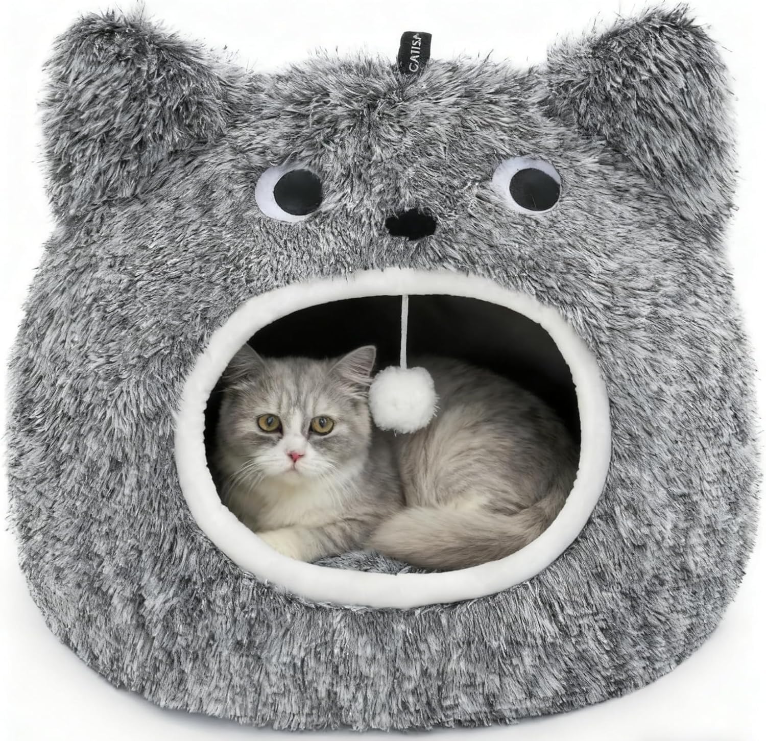 CATISM Cat Bed Cave for Indoor Cats - Cozy Plush Hooded Design