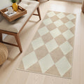 Beeiva Checkered Print Washable Runner 2x4 - Ultra Thin Low Pile Rug