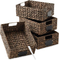 Water Hyacinth Pantry Baskets Set of 4 - Handwoven Kitchen Organizers