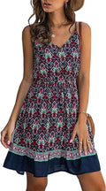 Womens Floral V Neck Spaghetti Strap Button Down Sundress