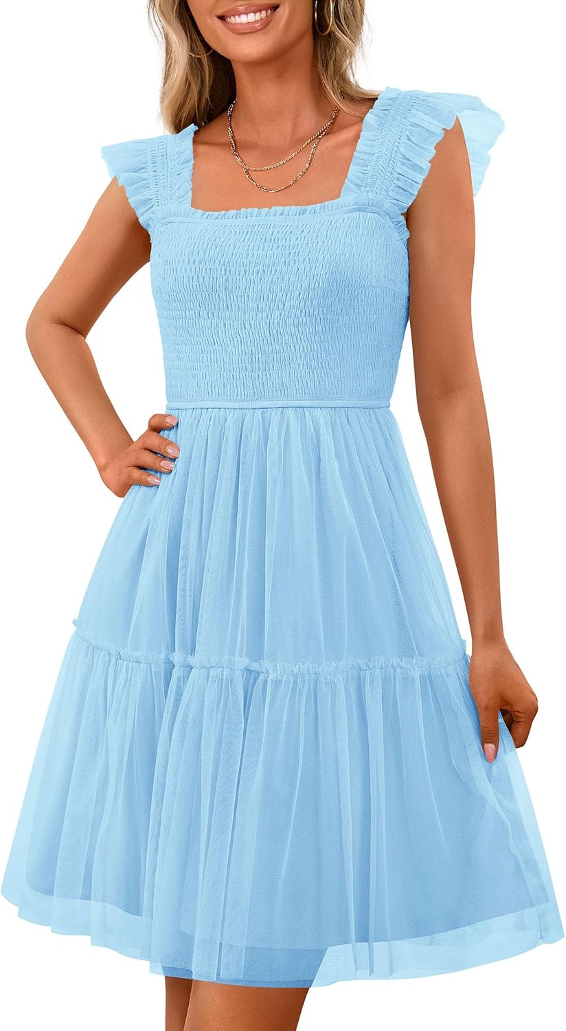 Trendy Mini Summer Dresses for Women - Stylish Tulle Ruffle Dress